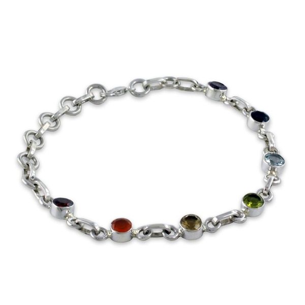 Alternate image for Sterling Silver Bracelet Multi Gemstone Chakra Jewelry Inner Space