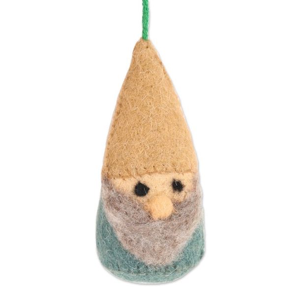 Alternate image for Set of 6 Wool Felt Gnome Ornaments in Cold Tones Winter Gnomes