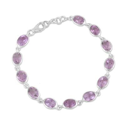 Alternate image for Amethyst and Sterling Silver Link Bracelet from India Lilac Luster