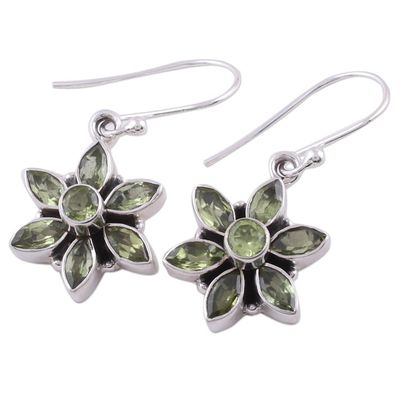 Alternate image for Peridot Earrings from Sterling Silver Flower Jewelry Daisy Beauty