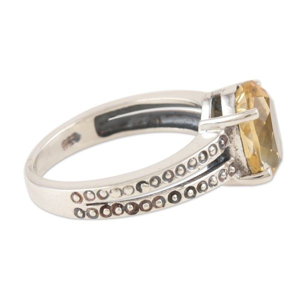 Alternate image for Sterling Silver and Citrine Solitaire Ring Sun Dots