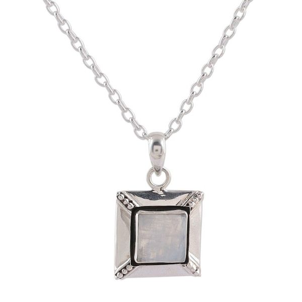Alternate image for Handcrafted Rainbow Moonstone Sterling Silver Necklace Perfect Poise