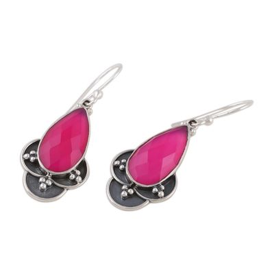 Alternate image for Pink Chalcedony and Sterling Silver Dangle Earrings Royal Radiance