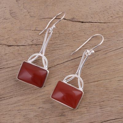 Alternate image for Onyx Rectangular Dangle Earrings from India Mystical Gaze in Scarlet