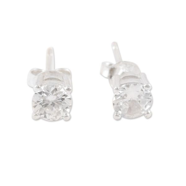 Alternate image for Sterling Silver Cubic Zirconia Pendant Necklace Earrings Set Timeless Shine