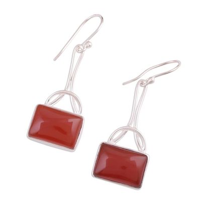 Alternate image for Onyx Rectangular Dangle Earrings from India Mystical Gaze in Scarlet