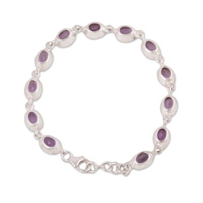 Alternate image for Amethyst and Sterling Silver Link Bracelet from India Lilac Luster