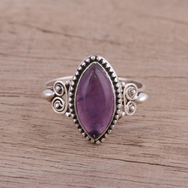 Alternate image for Amethyst and Sterling Silver Cocktail Ring from India Captivating Lilac