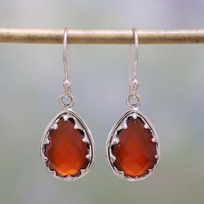 Alternate image for Carnelian and Sterling Silver Dangle Earrings from India Firelight