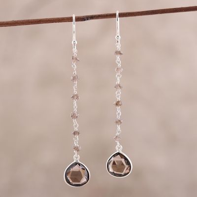 Alternate image for 4 Carat Smoky Quartz Dangle Earrings from India Morning Drops