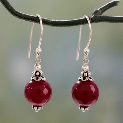 Alternate image for Red Agate Artisan Crafted Sterling Silver Earrings Glorious Red