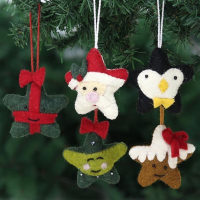Alternate image for Assorted Christmas Ornaments Set of 5 Stars of Christmas