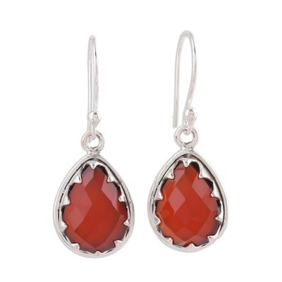 Alternate image for Carnelian and Sterling Silver Dangle Earrings from India Firelight