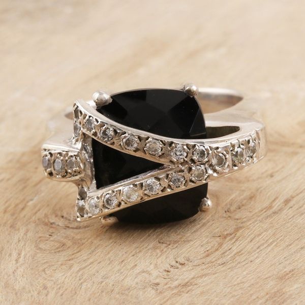 Alternate image for Handcrafted Onyx and Silver Cocktail Ring from India Secret