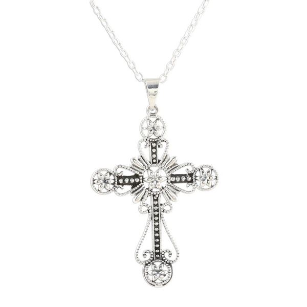 Alternate image for Floral Cross Sterling Silver Pendant Necklace from India Floral Faith