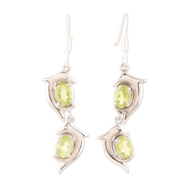 Alternate image for Peridot dangle earrings Flying Dolphins