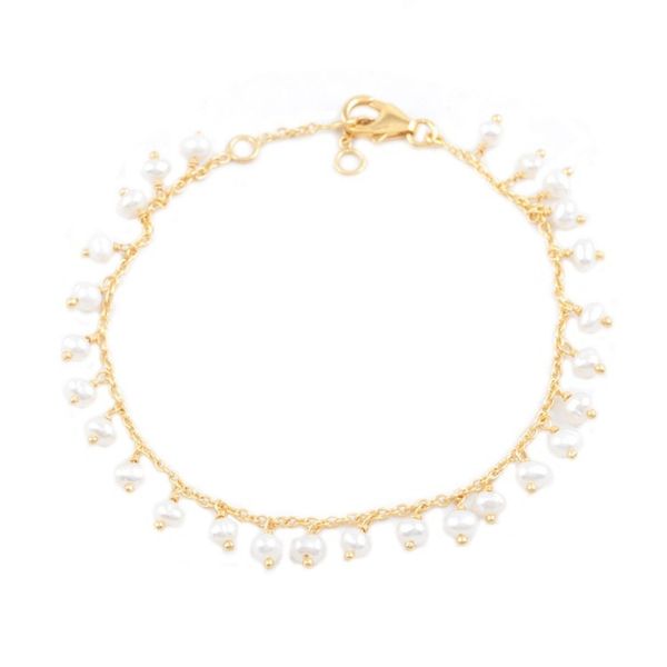 Alternate image for Handmade Gold-Plated Cultured Pearl Charm Bracelet Charmed Circle