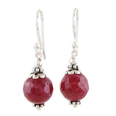 Alternate image for Red Agate Artisan Crafted Sterling Silver Earrings Glorious Red