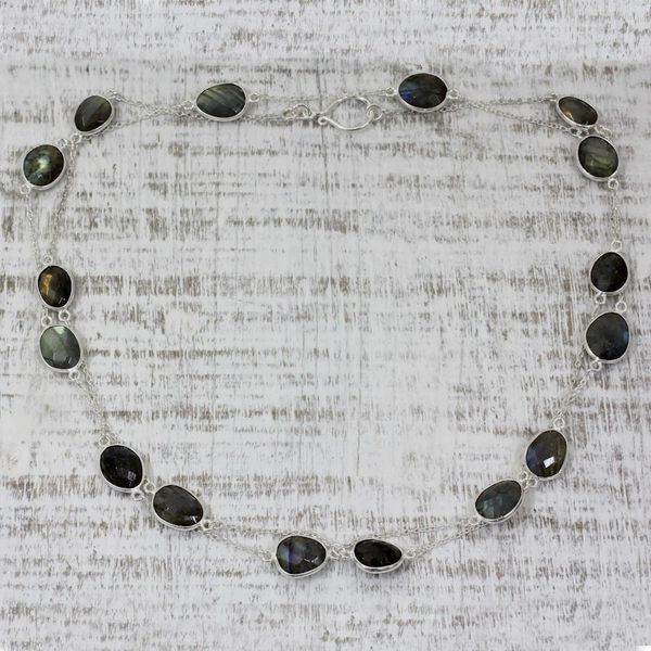 Alternate image for Labradorite and Sterling Silver Necklace Indian Jewelry Duduma Majesty