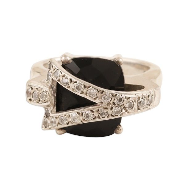Alternate image for Handcrafted Onyx and Silver Cocktail Ring from India Secret