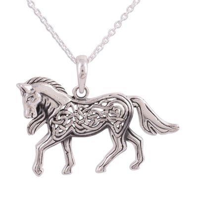 Alternate image for Celtic Knot Motif Sterling Silver Pony Necklace Celtic Pony