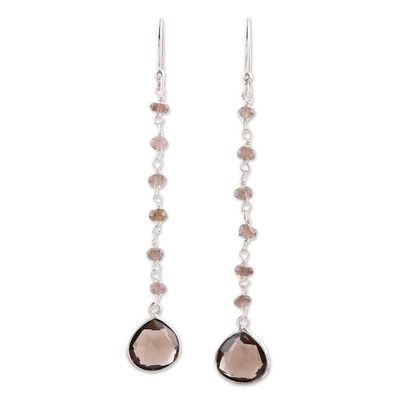Alternate image for 4 Carat Smoky Quartz Dangle Earrings from India Morning Drops