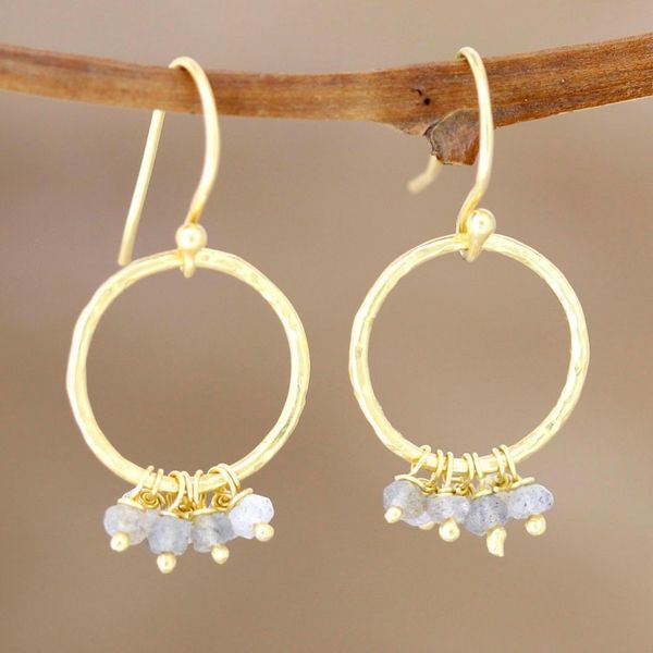 Alternate image for 22k Gold Plated Earrings with Labradorite Dancing Beauty
