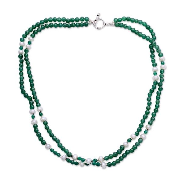 Alternate image for Aventurine and pearl strand necklace Indian Meadows