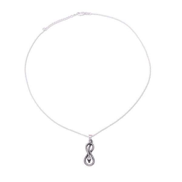 Alternate image for 925 Sterling Silver Serpent Pendant Necklace from India Twisting Serpent