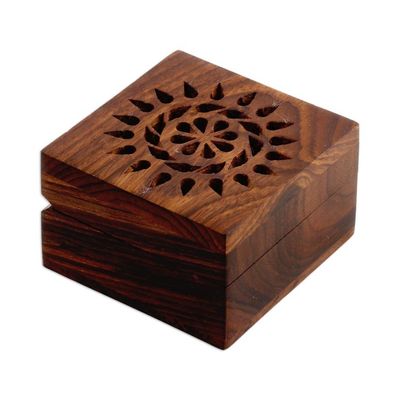 Alternate image for Hand Carved Decorative Mango Wood Box from India Glorious Flower