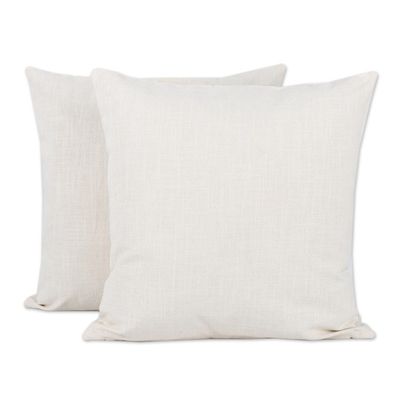 Alternate image for Floral Embroidered Cotton Cushion Covers from India Pair Climbing Flowers