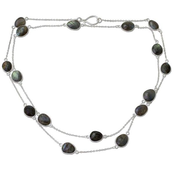 Alternate image for Labradorite and Sterling Silver Necklace Indian Jewelry Duduma Majesty