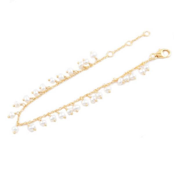 Alternate image for Handmade Gold-Plated Cultured Pearl Charm Bracelet Charmed Circle