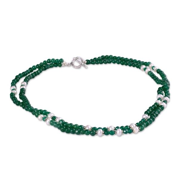 Alternate image for Aventurine and pearl strand necklace Indian Meadows