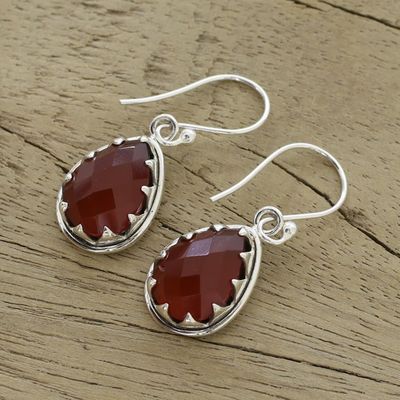 Alternate image for Carnelian and Sterling Silver Dangle Earrings from India Firelight