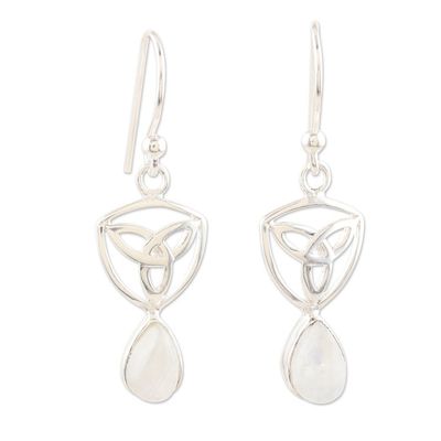 Alternate image for Sterling Silver and Rainbow Moonstone Dangle Earrings Misty Infinity