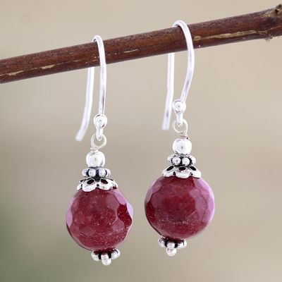 Alternate image for Red Agate Artisan Crafted Sterling Silver Earrings Glorious Red