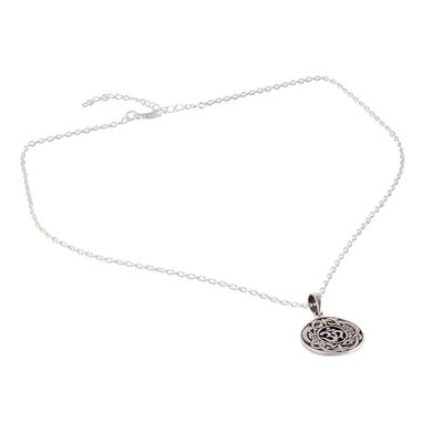 Alternate image for Celtic Om Sterling Silver Pendant Necklace from India Om Pattern