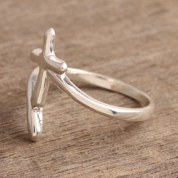Alternate image for Sterling Silver Cross Band Ring from India Holy Faith