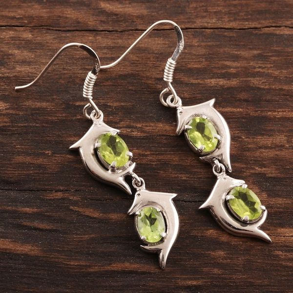 Alternate image for Peridot dangle earrings Flying Dolphins