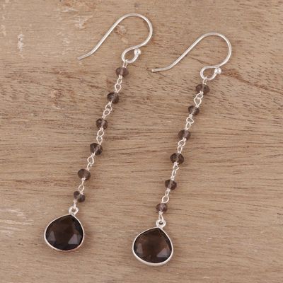 Alternate image for 4 Carat Smoky Quartz Dangle Earrings from India Morning Drops