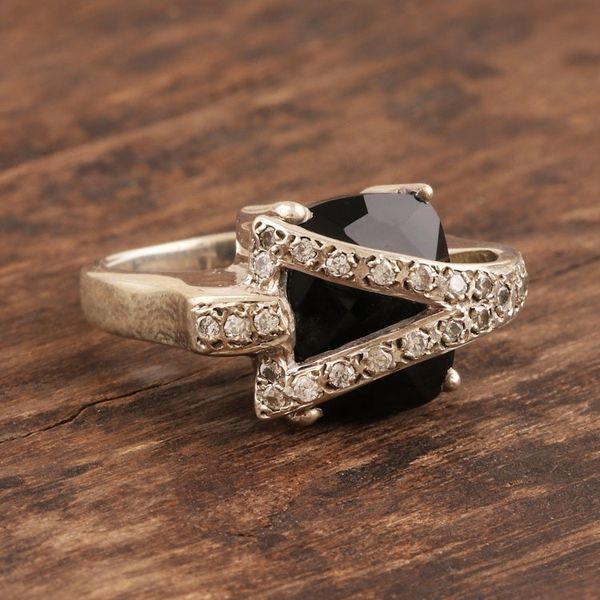 Alternate image for Handcrafted Onyx and Silver Cocktail Ring from India Secret