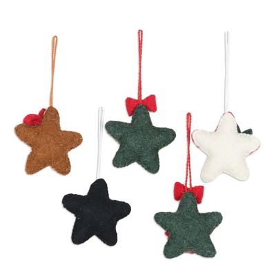Alternate image for Assorted Christmas Ornaments Set of 5 Stars of Christmas