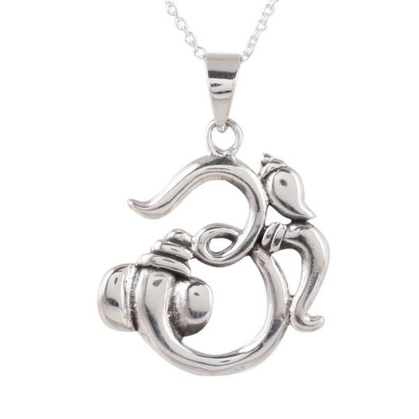 Alternate image for Sterling Silver Om Pendant Necklace from India Fascinating Om
