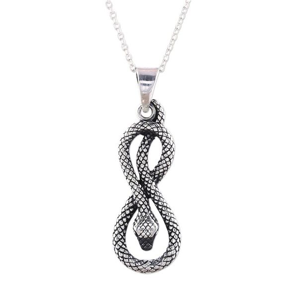 Alternate image for 925 Sterling Silver Serpent Pendant Necklace from India Twisting Serpent