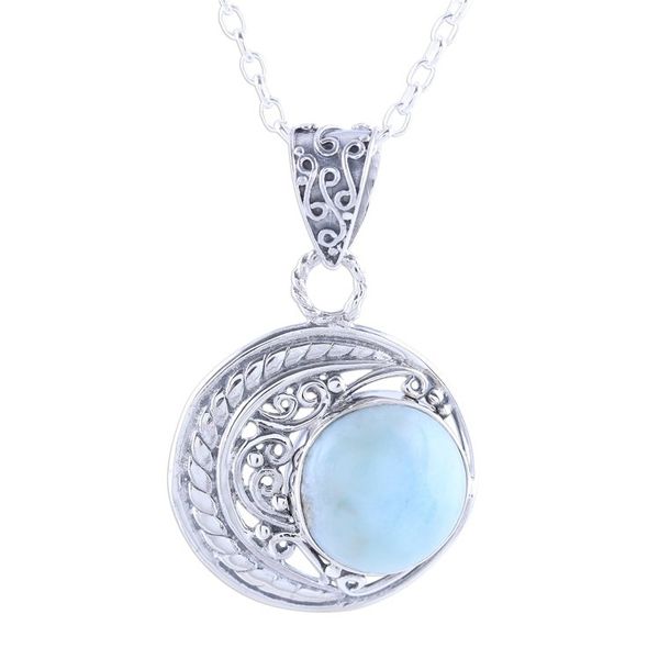 Alternate image for Crescent Motif Larimar Pendant Necklace from India Crescent Elegance
