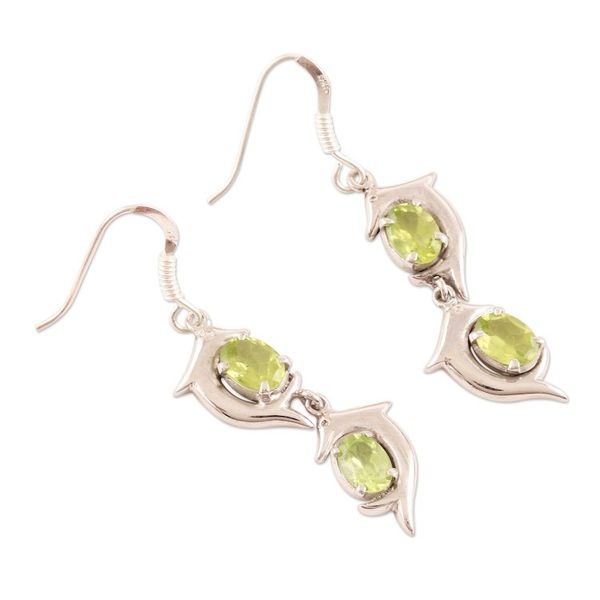 Alternate image for Peridot dangle earrings Flying Dolphins