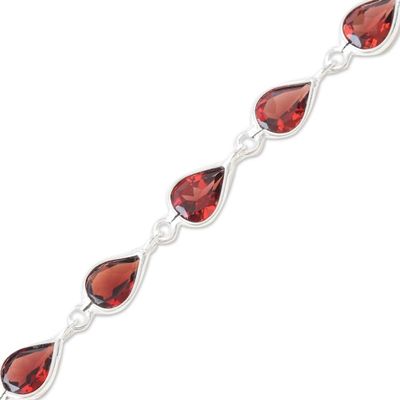 Alternate image for 9-Carat Faceted Garnet Link Bracelet Crafted in India Perseverance Rain