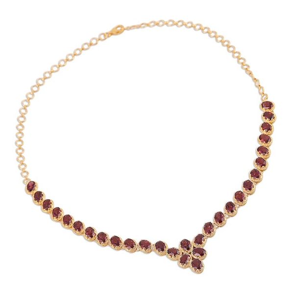Alternate image for Gold Vermeil Garnet Link Necklace Handcrafted in India Cherry Garland