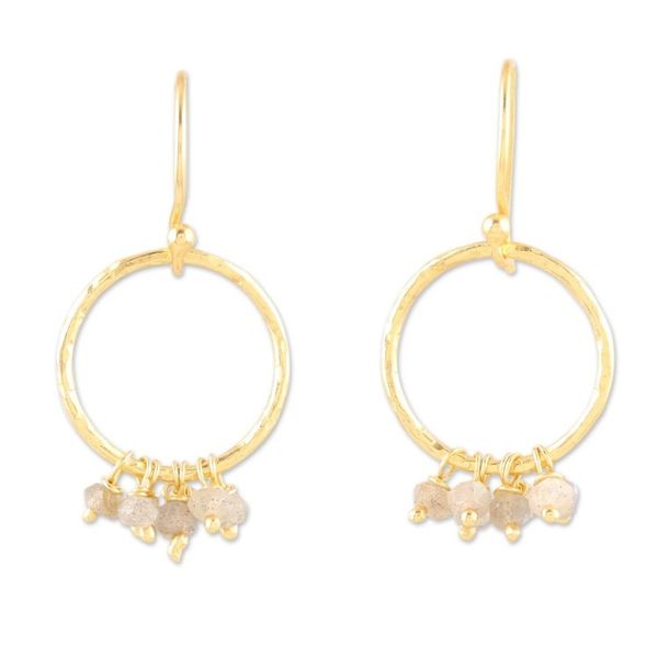 Alternate image for 22k Gold Plated Earrings with Labradorite Dancing Beauty